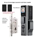 Serrure électronique connectée extérieure étanche – WiFi Tuya, interphone vocal, caméra intégrée, reconnaissance faciale et empreinte digitale